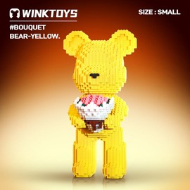Bear Building Block,Winktoys building block, Bear Toys,Birthday Gift,Festival gift,building sets,Educational Building Blocks,Trend Decoration,Cool:_[S] Bouquet Bear-Yellow