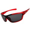 Nitrogen Men's Rectangular Sports Wrap 65mm Polarized Sunglasses, Red, Medium