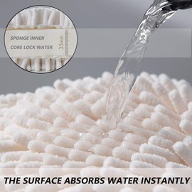 Hand Towels - 2 Pieces Soft Chenille Hanging Coral Velvet Towel for Bathroom Kitchen, Microfiber Quick Dry Super Absorbent Hand Towel Ball with Hanging Loop (White & Grey)