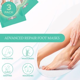 Repair Beauty Mint and Tea Tree Foot Masks Moisturizing Socks - Moisturizes Dry & Cracked Heel, Soothes Tired Feet, Exfoliating Foot Masks - Cruelty Free Korean Skin Care for All Skin Types - 3 Pairs