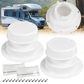2PCS RV Roof Plumbing Vent Caps Kit with Screen, Camper Vent Cover Replacement Kit with Putty Tape and Screws, RV Roof Sewer Vents Cover Caps for 1" to 2-3/8" OD Pipe for Outdoor RVs Trailer Motorhome