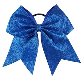 Kenz Laurenz Glitter Cheer Bows - Cheerleading Softball Gifts for Girls and Women Team Bow with Ponytail Holder Complete Your Cheerleader Outfit Uniform Strong Hair Ties Bands Elastics (1)