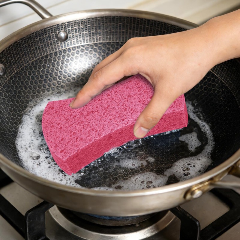 Spunspon 6 Pack Non-Scratch Cellulose Scrub Sponge, Cellulose Sponges, Heavy