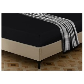 Plain Dyed Fitted sheet Bed sheet Super Soft Mattress Bedding Covers King Size Black Microfiber Fabric 150x200+25cm Depth Non-Iron Easy Care Bottom Elastic Sheet
