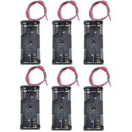 WAYLLSHINE 6PCS 2 x 1.5V AAA Battery Spring Clip Black Plastic 2 x 1.5V AAA Battery Case Holder Box Black Red Wire Leads