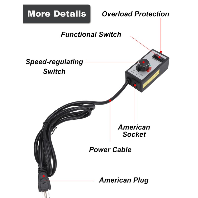 Fan Speed Controller, Variable Speed Switch Controller Adjuster Electric Motor