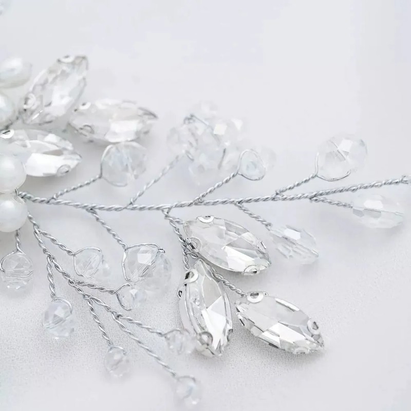 Tiara De Cristal Y Perlas Novia Peine El Pelo De