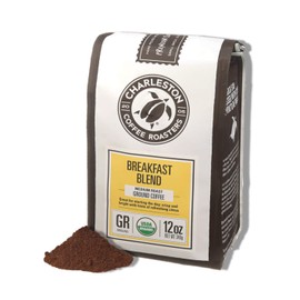 Charleston Coffee Roasters | Specialty Organic Ground Bag | Hand Picked, Premium Slow Roast | Breakfast Blend (12oz)
