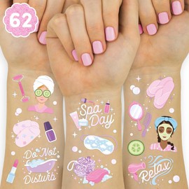 xo, Fetti Tatuajes Temporales Para Fiestas De Spa Para Niñas - 62 Estilos | Suministros De Cumpleaños Para Fiesta De Pijama, Favores De Bolsa De Regalos Para El Cuidado Personal, Decora