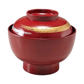 Fukui Craft 33710910 Heat Resistant 4.5 inch (4.5 cm) Zoni Bowl Vermilion Kasuri
