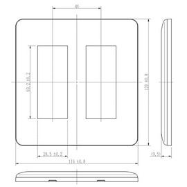 Jimbo Electric WJE-33 J・Wide Series WJE Series Outlet Plate for 2 Connections, For 6 Coils (3 + 3 Covers), Pure White