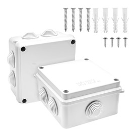 Gentpovth Pack of 2 Junction Boxes, Waterproof IP65, 100 mm x 100 mm x 70 mm, ABS Casing, Junction Box, Surface-Mounted, Distribution Box, Outdoor, Plastic Plug Screw Connection, Electrical Box