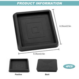 Furniture Coasters Cups, Rubber Furniture Feet Caster Cups Floor Protectors Square Table Chairs Legs Cup Pads for Carpet Floors Piano Sofa 4 Pcs