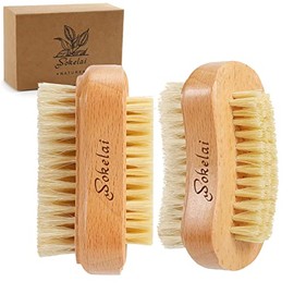 Wokelai Wooden nail brushes for cleaning nails , Brushes for Fingers, , Manicure Pedicure Nail Scrubber, Natural Woodï¼sisal and Bristle Fingernail and Toenail brushes for Men, Women, Girls.