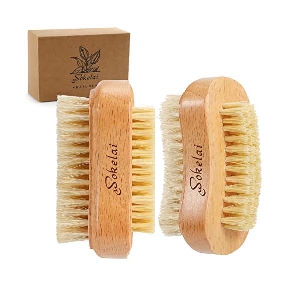 Wokelai Wooden nail brushes for cleaning nails , Brushes for Fingers, , Manicure Pedicure Nail Scrubber, Natural Woodï¼sisal and Bristle Fingernail and Toenail brushes for Men, Women, Girls.