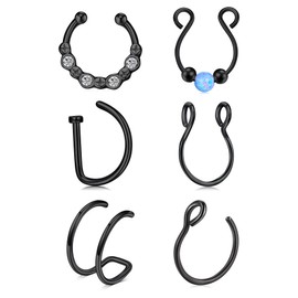 VFUN Opal Fake Nose Rings Double Fake Septum Piercing Fake Lip Labret Studs Non Piercing Nose Rings Hoop