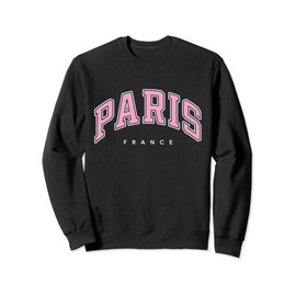 Paris France Varsity Style Pink Text Sweatshirt