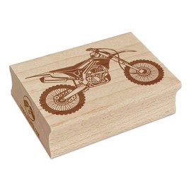 Dirt Bike Off Road Recreation Vehicle Rectangle Rubber Stamp for Stamping Crafting - 2.5in Large
