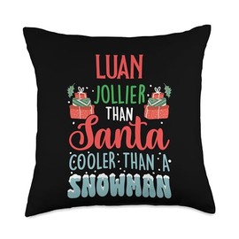 Ice Cold Charisma Christmas Holiday Heat Luan Jollier Than Santa Cooler Than Snowman Frosty Throw Pillow, 18x18, Multicolor