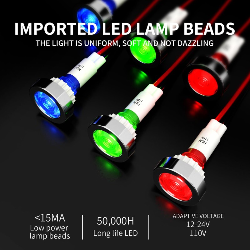 FILN Led Indicator Light 10mm Plastic Signal Light Dash Lights