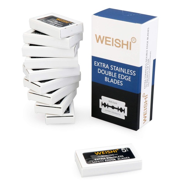 WEISHI 50 Count Double Edge Safety Razor Extra Stainless Blades