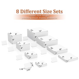 SUNEZLGO 8PCS Buffet Risers, Acrylic Large Food Risers with Mini Signs, Buffet Table Acrylic Cube Display Stands Box Risers for Party Catering Dessert Jewelry Nesting Risers with Hollow Bottom White