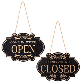Open and Closed Sign, 11.8 x 7.9 Inch Double Sided Reversible Come in We’Re Open and Sorry We’Re Closed Sign Store Hanging Sign for Business Door Restaurant Club Cafe Hotel