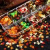 12 Grids Autumn Maple Leaf Nail Art Glitter Sequins Fall