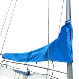SavvyCraft Waterproof Mainsail Boom Cover, Heavy Duty 600D Sailboat Mainsail Cover UV Protection Weather-Resistant, Boom Length 13'-14' Blue