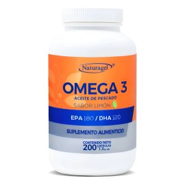 Omega 3  Epa 180  Dha 120  200 Softgels  Naturagel Sin Sabor                                                                                          