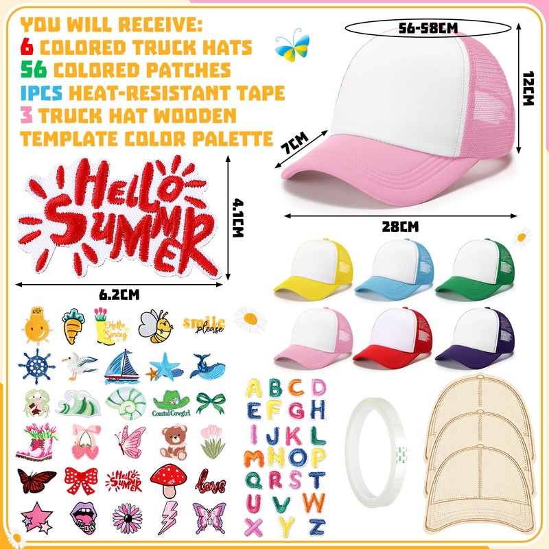 Hercicy 6 Pack DIY Trucker Hats Kit Sublimation Blank Baseball