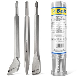 S&R SDS-Plus Chisel Set 3-pcs: Flat Chisel (250 x 20mm) Tile Chisel (14 x 250mm) Pointed Chisel (14 x 250) mm for Universal use