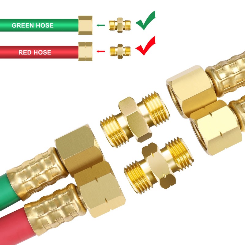 Hromee Welding Hose Coupler Adapter Set 9/16"-18 LH&RH for Oxygen
