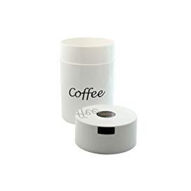 Coffeevac 1 lb - The Ultimate Vacuum Sealed Coffee Container, White & Coffee Logo