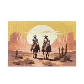 xigua Western Cowboy Puzzle 500 Pieces - Wooden Jigsaw Puzzles for Family Games - Suitable for Teenagers and Adults