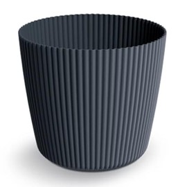 Prosperplast Milly Round Vertical Stripe Flower Pot for Indoor and Outdoor Use (Anthracite, Diameter 109 mm)