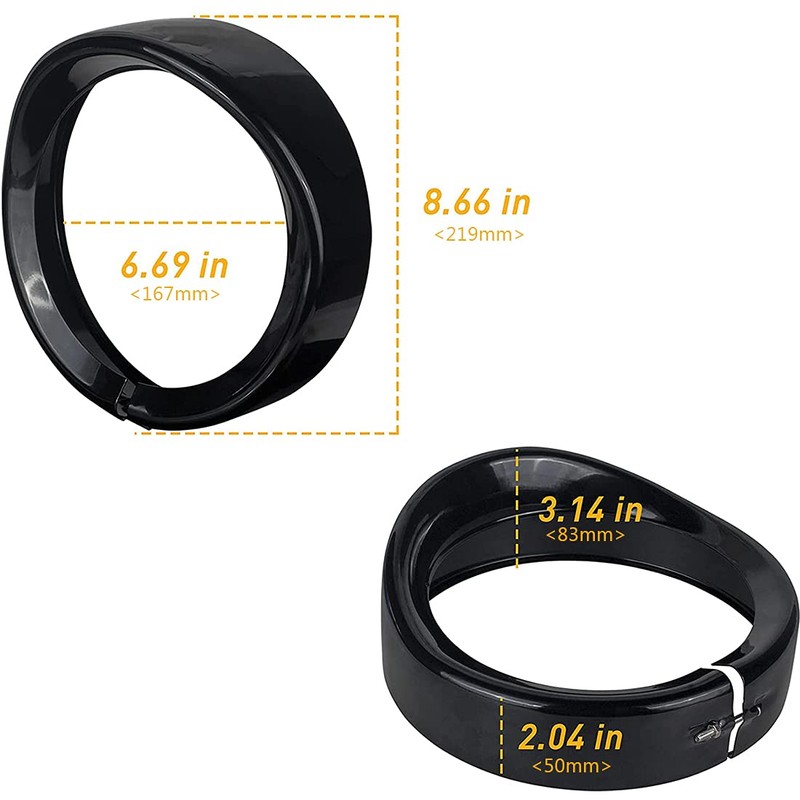 VOSICKY 7" Headlight Waterproof Trim Visor Trim Ring Visor (Black)