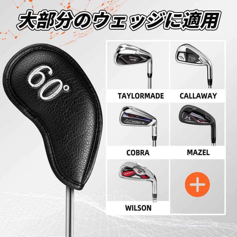 Golf Wedge Cover Magnetic Club Head Cover Set 3pcs (52°