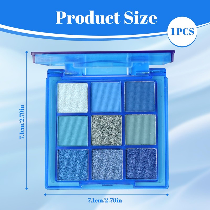 TPTGIAR 9 Colours Eyeshadow Palette, Blue Eyeshadow Palette, Long-Lasting &