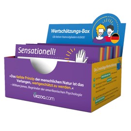 Ulassa Kudos Card Box - 200 Kudo Cards Box - 100 x 70 mm - German Version - Appreciation Card Set - Cards to Increase Appreciation, Praise and Motivation in the Team - Thank You Cards, Praise Cards