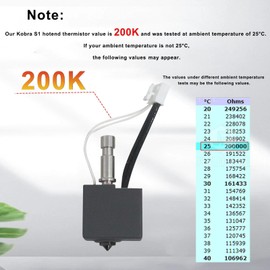 Sahvaim Kobra S1 Hotend Kit with Extra 4Pcs Hardened Steel Nozzles, Print Head Assembled Extruder Kit Hot End 200K Thermistor Nozzle 0.2,0.4,0.6,0.8mm for Anycubic Kobra S1 Combo/ACE Pro 3D Printer