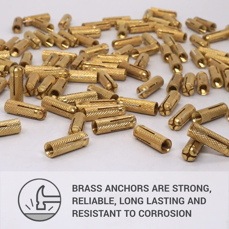 SKIR'CO (100 pcs) Brass Drop in Anchors M5 x 20