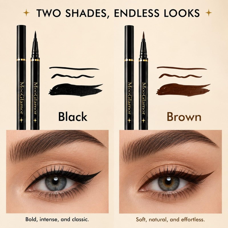 6 Black+ 6 Brown Liquid Eyeliner Pencil Sets for Women