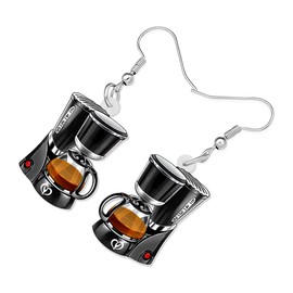 RAIDIN Novelty Acrylic Coffee Machine Earrings for Women Dangle Hook Earrings Jewelry for Gifts (Brown)
