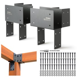 WOWACE 2 Pack 6x6 (Actual 5.5"x5.5") Heavy Duty Stainless Steel Pergola Brackets - Corner Post to Beam Connector for Gazebos, Patio Decks, Porches - Wood Post Cap Tie Bracket (Dark Gray)