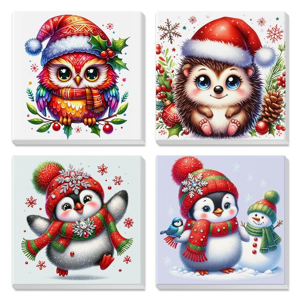 GHHKUD 4 Pack Christmas Paint by Numbers Kits for Adults