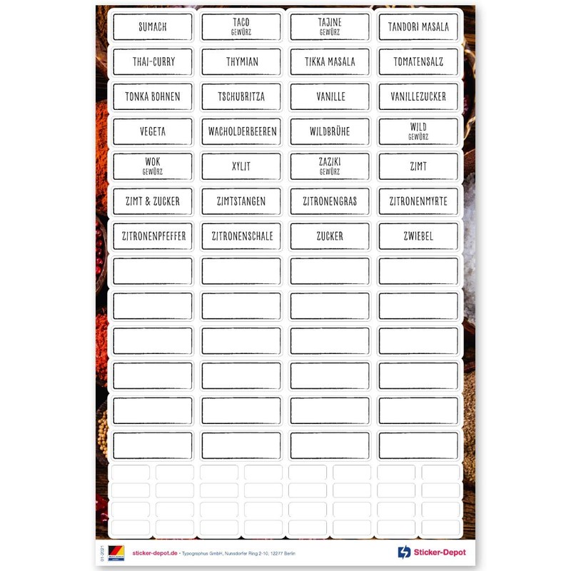 Spice Labels Feinschmer Edition 2019 – 117 Spice Stickers, Flour