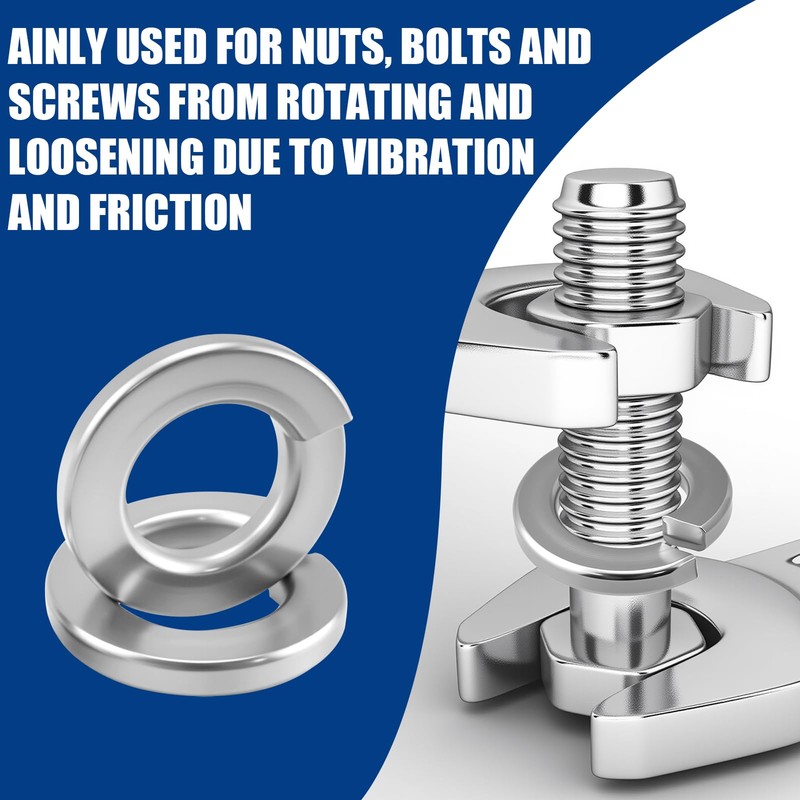 ZIUZI 150Pcs 18-8 Stainless Steel Spring Lock Washers Assortment Kit