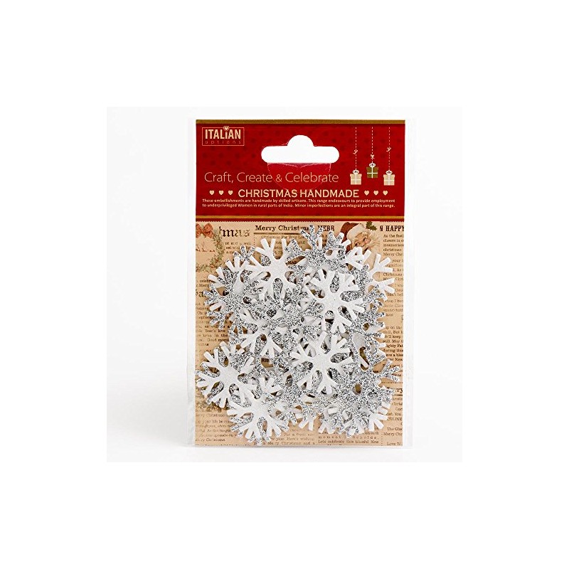 Italian Options Christmas Glitter Snowflakes Iridescent Silver Festive Card Making