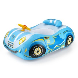 Swimbobo Inflatable Animals Swimming Seat Swimming Boat Baby Swimming Ring Children's Pool Ride On Toy for Children (Blue Sports Car)